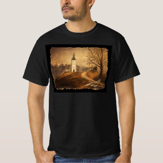 Kyrka på kulle t-shirt - En gammal mans konst