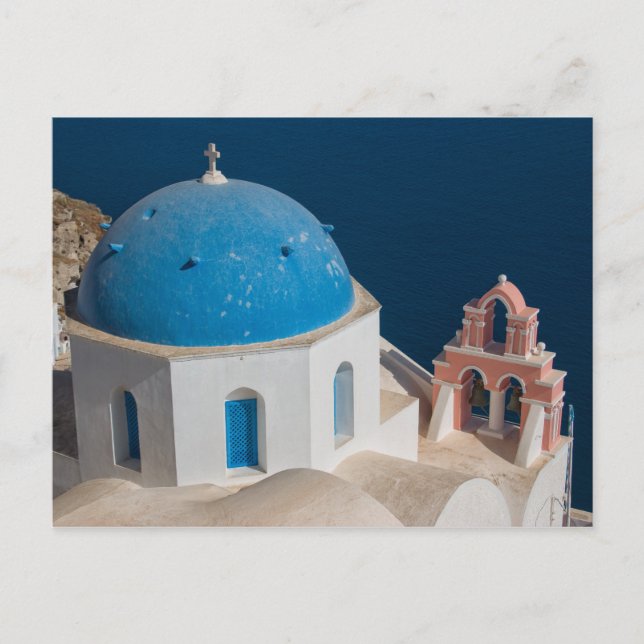 Kyrka på ön Santorini, Grekland Vykort (Framsida)