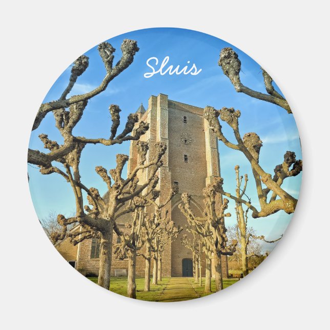 kyrka Sint Anna ter Muiden i Sluis, Nederländerna Magnet (Framsidan)