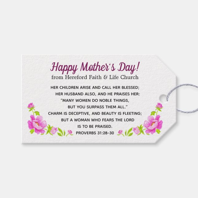 Kyrka, skola eller organisation Mors dag Flower Presentetikett (Framsidan (Horisontell))