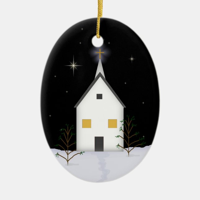 Kyrka till minne av prydnadsföremål julgransprydnad keramik (Framsidan)