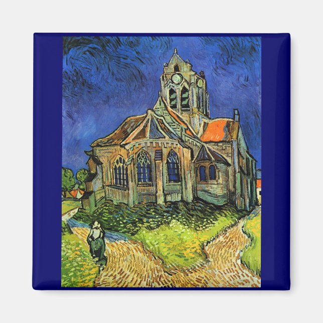 Kyrka vid Auvers Van Gogh Fine Art Magnet (Framsidan)