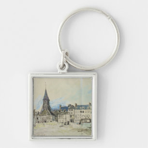 Kyrkan av Sainte-Catherine, Honfleur, 1864 Fyrkantig Silverfärgad Nyckelring