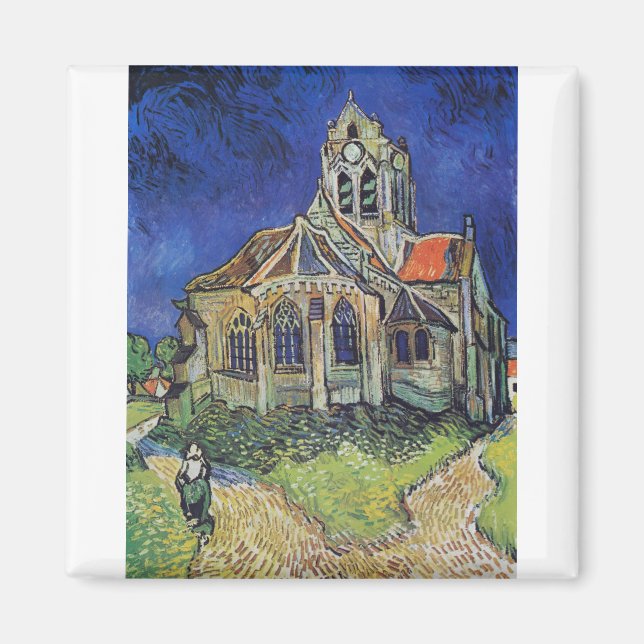 Kyrkan i Auvers 1890 av Vincent van Gogh Magnet (Framsidan)