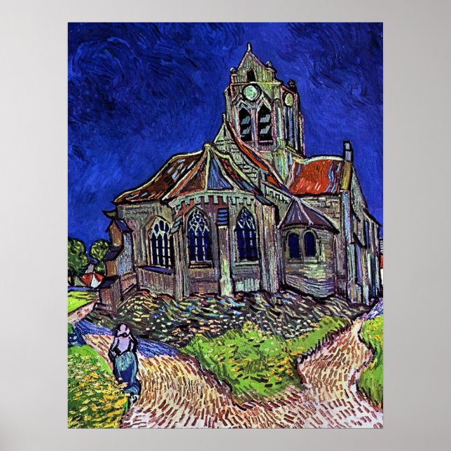 Kyrkan i Auvers av Vincent van Gogh 1890 Poster (Framsidan)