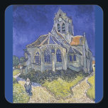 Kyrkan i Auvers av Vincent Van Gogh Fyrkantigt Klistermärke<br><div class="desc">Kyrkan i Auvers av Vincent Van Gogh Square Sticker</div>