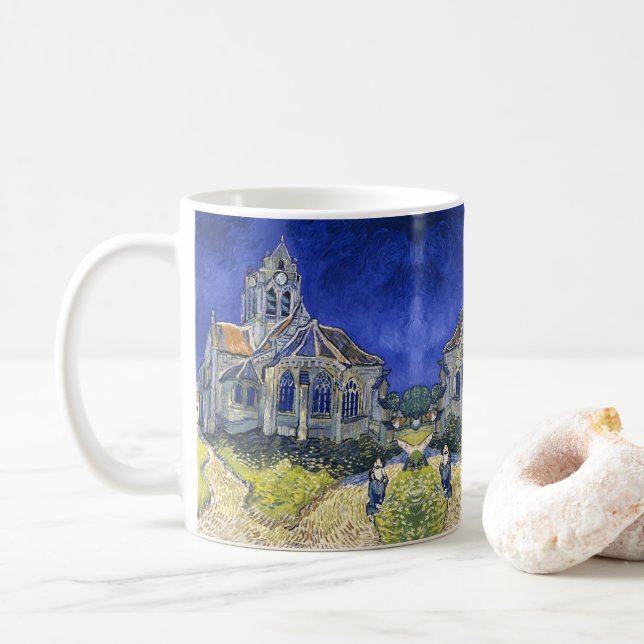 Kyrkan i Auvers, av Vincent Van Gogh Kaffemugg (Med munk)