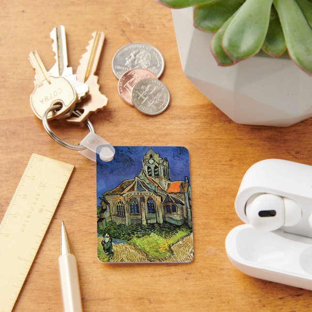 Kyrkan i Auvers av Vincent van Gogh Nyckelring (Skrivbord)