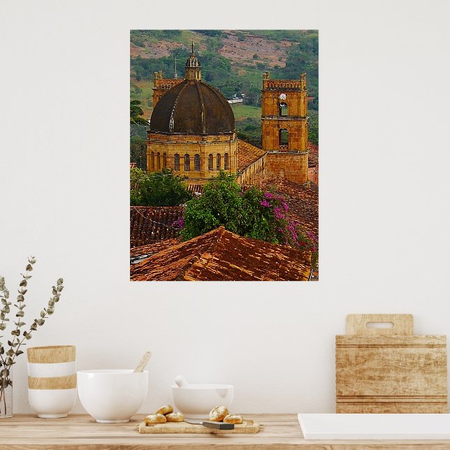 Kyrkan i den omakulat Conception Framed Print Poster (Kök)