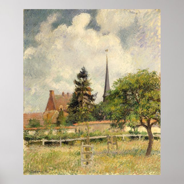 Kyrkan i Eragny Camille Pissarro Poster (Framsidan)