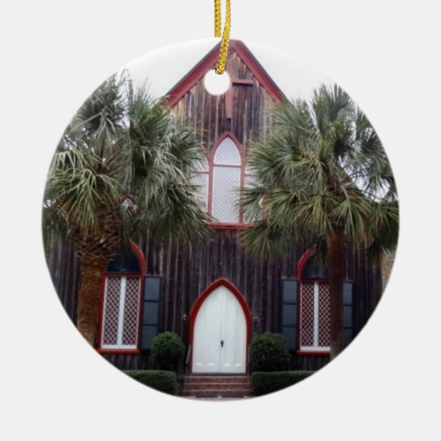 Kyrkan i Kor - Bluffton, South Carolina Julgransprydnad Keramik (Framsidan)