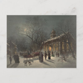 Kyrkan i Kväll vid jul Helg Vykort
