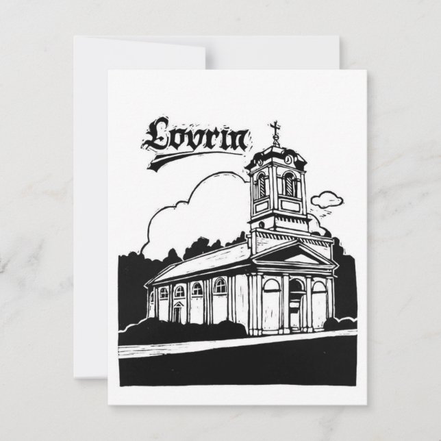 Kyrkan i Lovrin Linocut OSA Kort (Framsida)