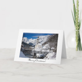 Kyrkan i snö med Alpernor, bergsberg jul Kort