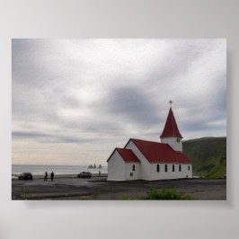 Kyrkan i Vik på Island Poster