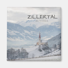 Kyrkan i Zillertal i vintertextmagnet Magnet
