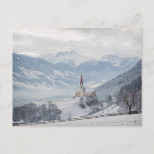 Kyrkan i Zillertal under vintern Vykort