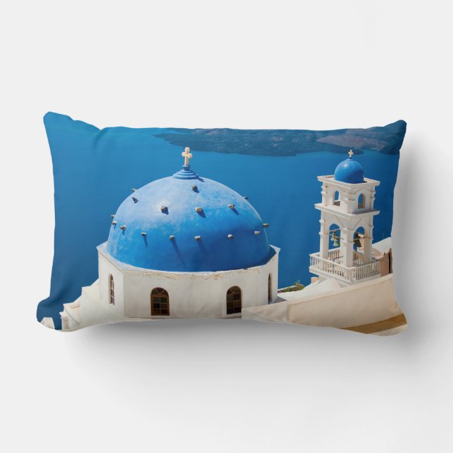 Kyrkan på ön Santorini, Grekland Lumbarkudde (Framsida)