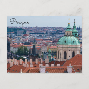 kyrkan St. Nicolas och tak i Prag Vykort