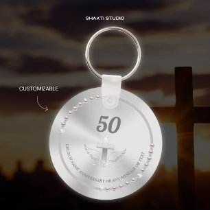 Kyrkans årsjubileum Pärlor Silver Nyckelring