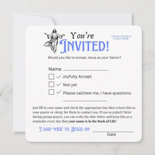 Kyrkans Frälsning RSVP-kort – Anpassningsbart (Framsida)