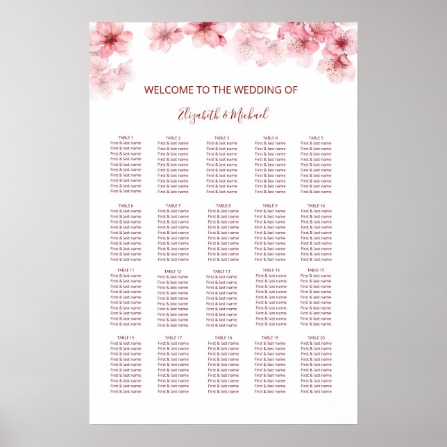 Kyrkbänksschema för körsbärsblommas tema poster (Framsidan)