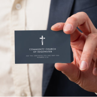 Kyrkens pastor Modern Minimum Kor Faith Navy Visitkort