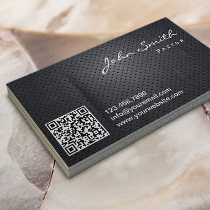 Kyrkens pastor Modern QR Code Mörk Metall Visitkort