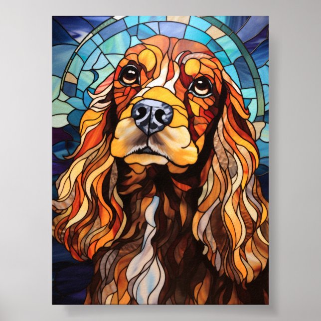 Kyrkfönster Cocker Spaniel Porträtt med Flödande Poster (Framsidan)