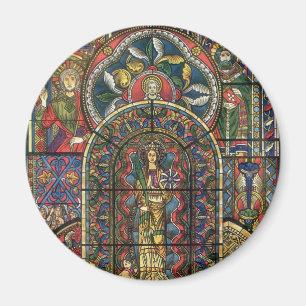 Kyrkfönster med glasmålning, gammal arkitektur magnet