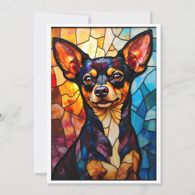 Kyrkfönster Stil Chihuahua Hund Kort (Framsida)