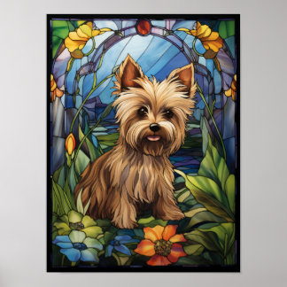 Kyrkfönster Yorkshire Terrier Hund Konst Poster