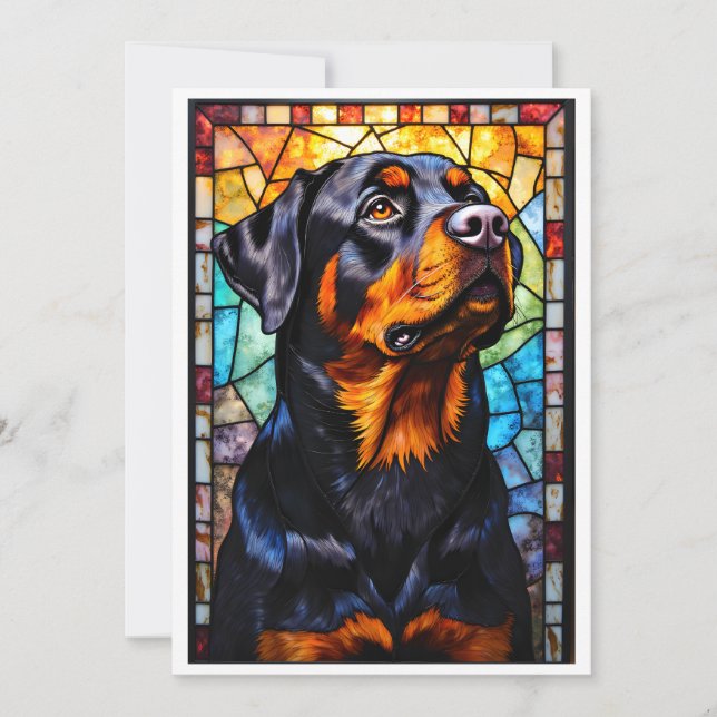 Kyrkfönsterstil Rottweiler Hund Kort (Framsida)