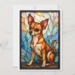 Kyrkfönsterstil Tan Chihuahua Hund Kort