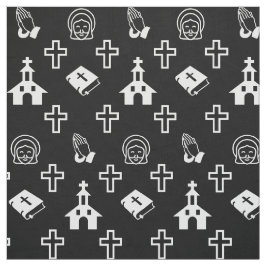 Kyrkisk bibel Kor Christian Jesus Mönster Black Tyg