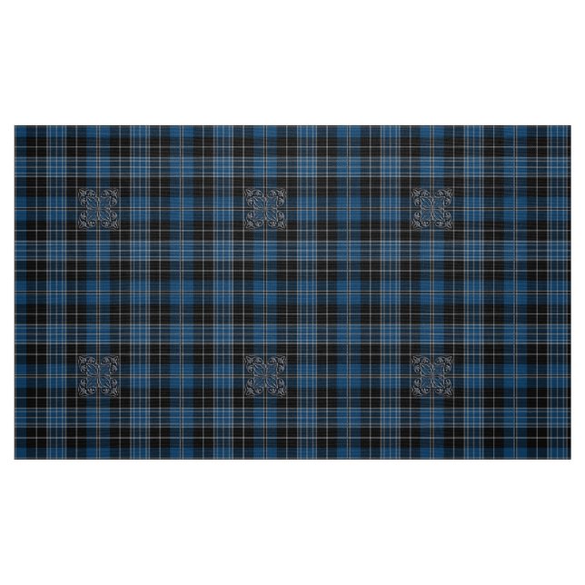 Kyrklig blå tartan med mönster tyg (Fat Quarter)