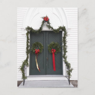 Kyrklig dörr på jul helg vykort