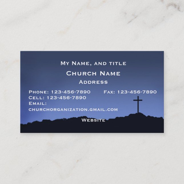 Kyrklig/religiös blå himmel för kortkorsilhouette visitkort (Framsida)