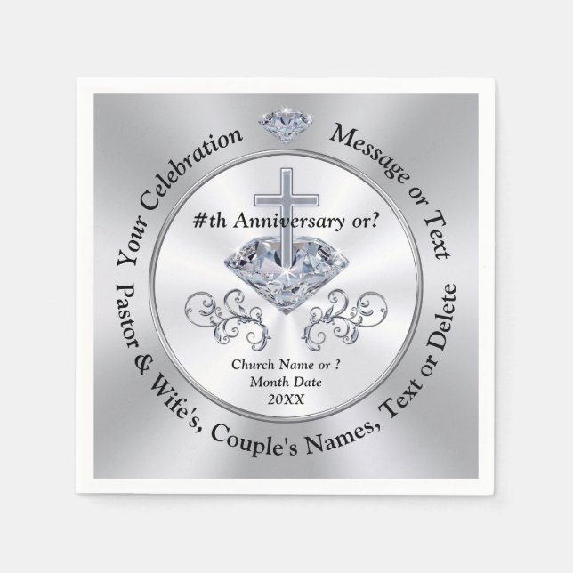 Kyrkoårsjubileum, pastoruppskattning, pappersservett (Framsidan)