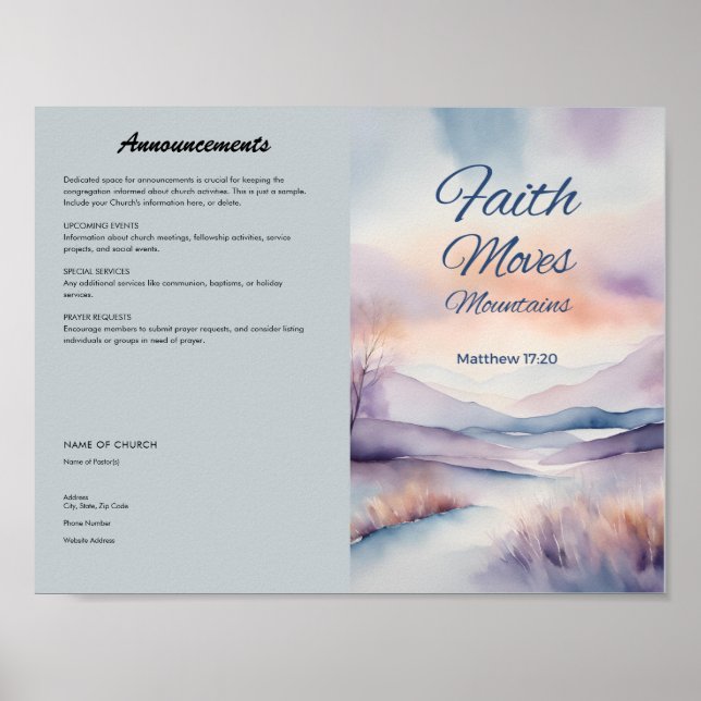 Kyrkobulletin för nedladdning och utskrift poster (Framsidan)
