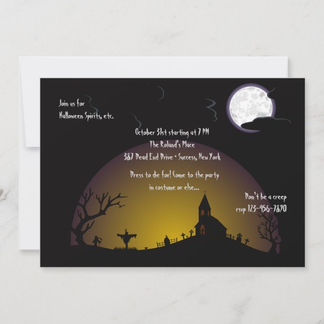Kyrkogård Halloweenfest Invitation Inbjudningar (Framsida)