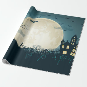 Kyrkogård med pumpor, fladdermöss, dött träd, presentpapper