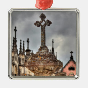 Kyrkogårdskors närbild, Portugal Julgransprydnad Metall