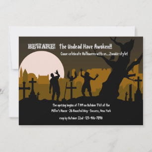 Kyrkogårdszombies Halloween-inbjudan Inbjudningar