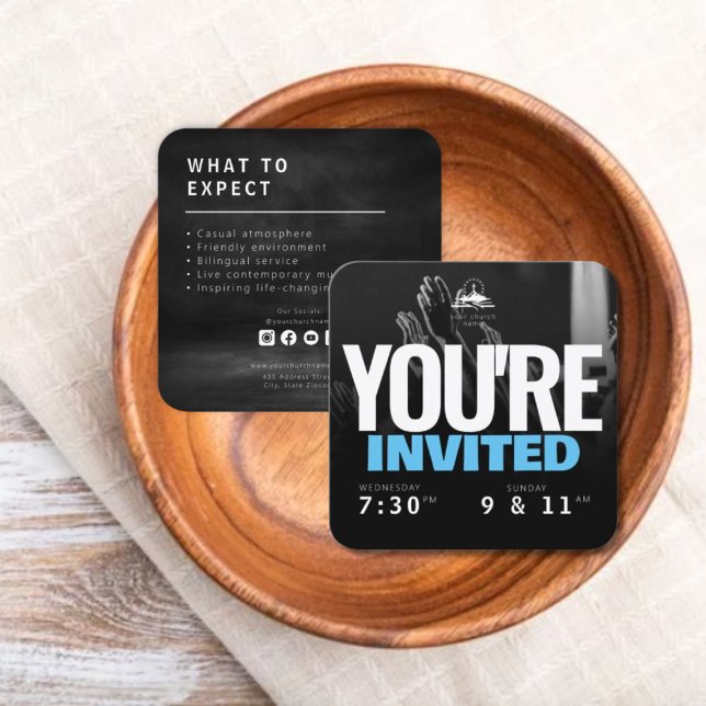 Kyrkokonfirmation Inbjudan Presentkortsmall (Church Invite Calling Card Template)