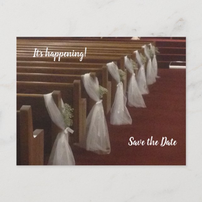 Kyrkor dekorerade för bröllop spara datum vykort (Framsida)