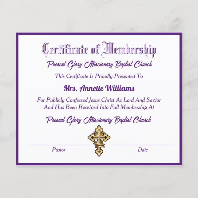 Kyrkotillsbördsbevis (Framsida)