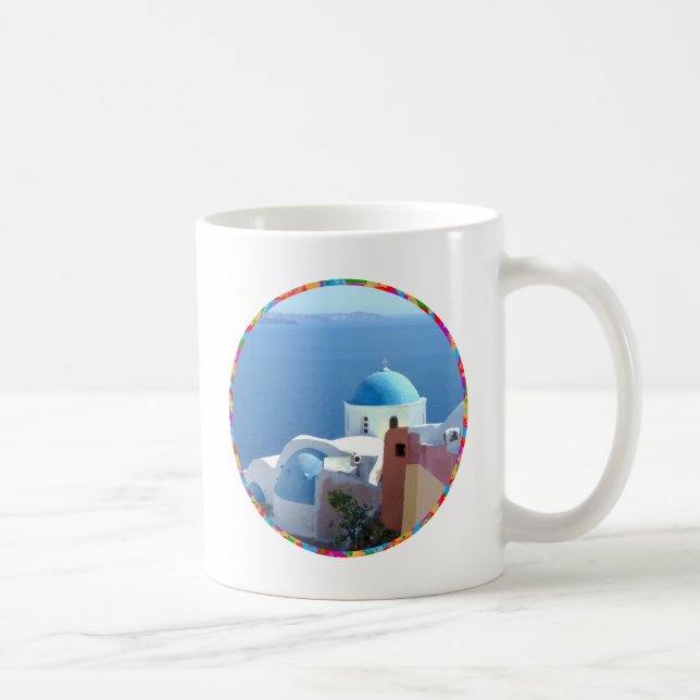 Kyrkutsikt över Santorini, Grekland Kaffemugg (Höger)