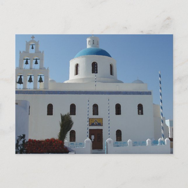 Kyrkvyer på Santorini, Grekland Vykort (Framsida)