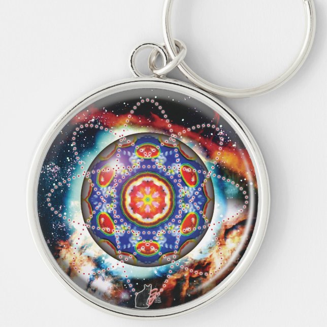 Kyron Orbz Kaleid Keychain Rund Silverfärgad Nyckelring (Framsidan)